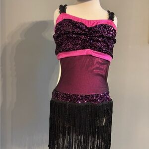 Pink and Purple Sequin Fringe Dress
